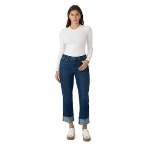 Edited x Hunter McGrady Cropped Wide Leg Jeans | Cuffed Hem | Size 6